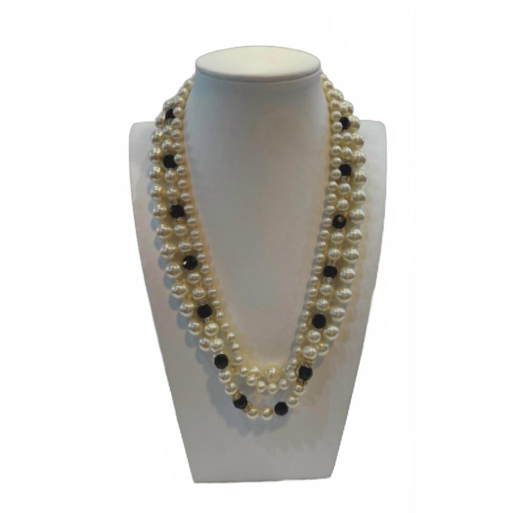 NEW SONYA'S triple layer necklace in black/pearl